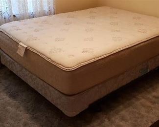 Queen Size Thick One-sided Mattress with Box Springs and Metal Hollywood Bed Frame - some small stains