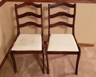 Pair of Wood / Vinyl Dining Chairs