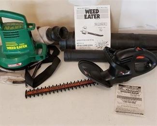 Weed Eater 2560 Electric Blower/Vacuum and Black & Decker Electric Hedge Hog Trimmer - both work