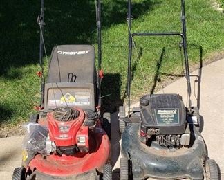 Lot of 2 Push Mowers - 21in. Bolens & 21in. Troy Bilt w/bag - unable to start / use for parts