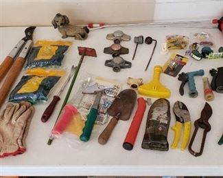 Lot of Lawn Care Items - Pruners, Sprinklers, and Tools