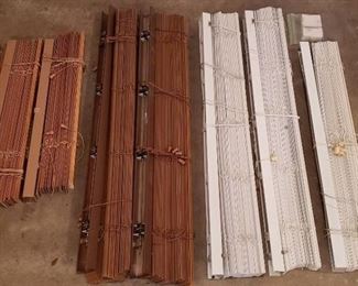 Lot of Levolor Blinds - 2 Brown (47" ), 2 White (46" ), 1 White (38"), and 2 Lt. Brown (29 1/2" ) - no mounting brackets