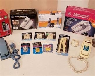 Lot of Phones and Accessories - 4 Cordless Phones (NIB), 2 Corded Phones, and Accessories