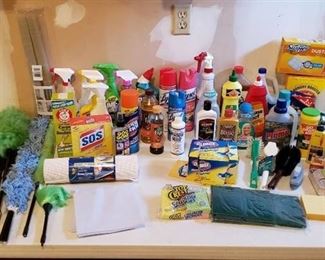 Lot of Household Cleaning Tools and Products