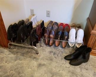 Lot of Shoes - Most are size 7 - Racks Included