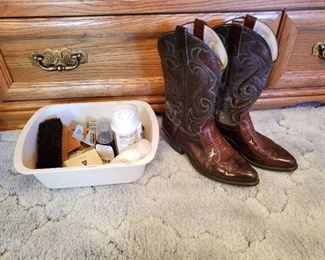Lot of Size 8 Men's Laredo Boots with Accessories