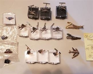 Lot of Boeing Aircraft Tie Tacks (3 marked sterling), Tie Bars, and Pins