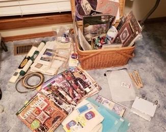 Large Lot of Crossstich Supplies- Basket Included