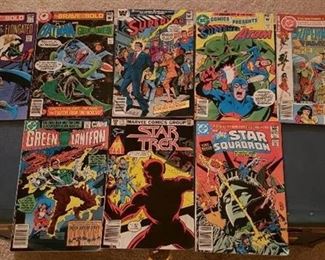 8 Vintage Comic Books - Superman, Batman,Green Lantern, and other Super Heroes