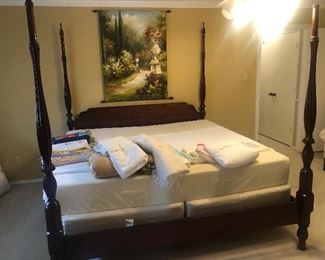 4 poster mahogany rice bed with King size Tempurpedic mattress set