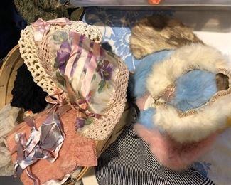 antique hats, bags and fur collars 