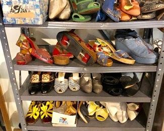 vintage shoes, vintage roller skate shoe, boudoir slippers, leather boots, more 