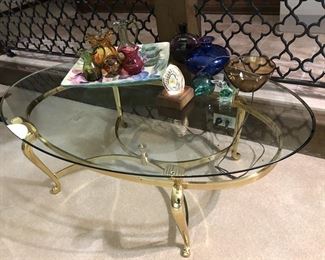 Brass & Glass Coffee Table....Blown Glassware too !
