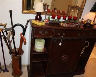 furniture antique cabinet and canes