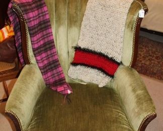 furniture tufted chair and coach scarf