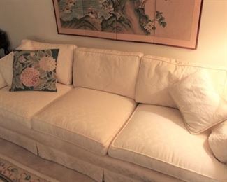 furniture white damask upholstered sofa