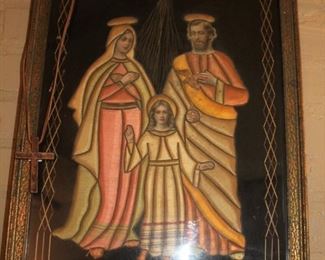 decor religious antique hand stitched