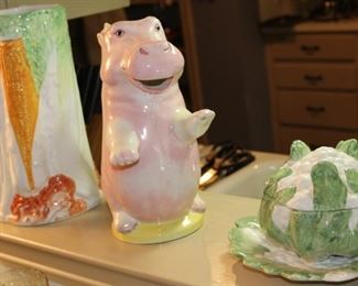 kitchen hippo and pottery