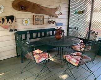 Nice Large Bench with storage and Iron Patio Furniture