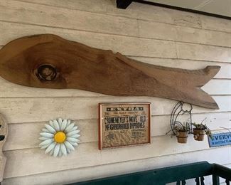 Large Wood Whale Art
