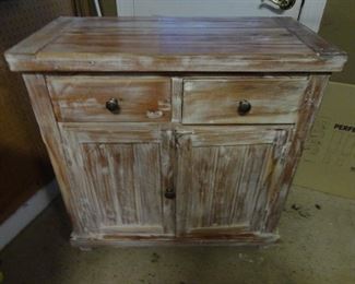 36"L x 18" W x 36" H white washed cabinet