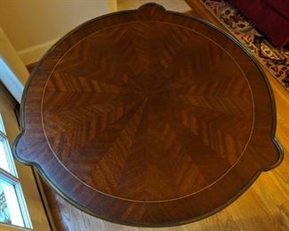 Detail of the inlay on the French mahogany side table. 