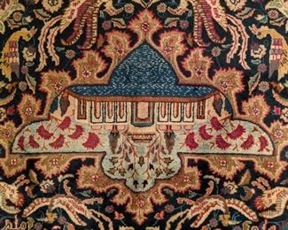 Close-up of the Persian Kashmar rug.