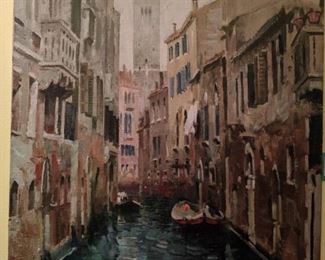 Original oil on canvas, Venetian Canal Scene, by Russian artist, Andre Yalanskiy.