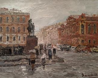 Unframed Original Oil on Canvas, St. Petersburg Russia, by Russian Artist, V. Yamshikov.