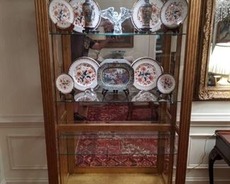 Here's the other Pulaski Furn. Co., lighted curio, woth more Royal Crown Derby English porcelains, Asian porcelain and Baccarat crystal figurines. 