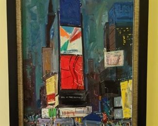 Framed Original Oil on Canvas, Times Square, by Russian Artist, Dmitriy Proshkin.

