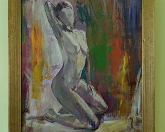 Nicely Framed Original Gouache, Medium Female Nude, by Russian Artist, Dmitriy Proshkin.