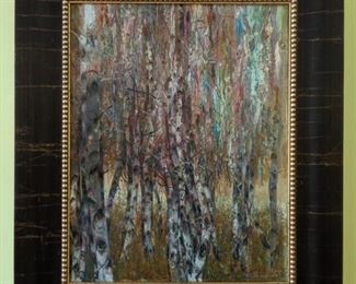 Framed Original Oil on Canvas, birch forest, by Russian Artist, Reznichenko.