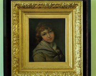 Beautifully framed original oil on canvas, portrait of a boy, artist signed.