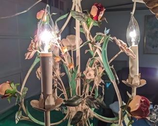 Vintage 3-light Italian tole chandelier.