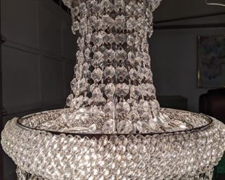 Wonderful crystal crown chandelier, with more balls than a pool hall!