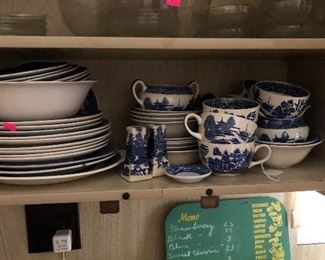 Antique Blue Willow dinnerware set