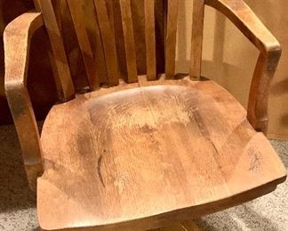 Swivel Wood desk chair vintage