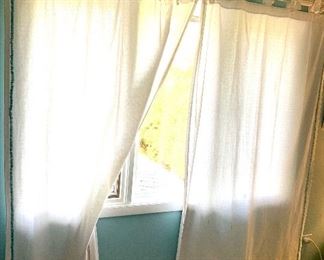 Tie -up long white cotton drapes