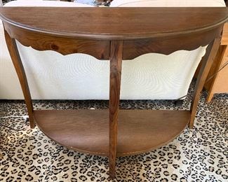 Wood Demi lune table 48w x 32h x 18d