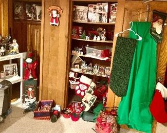 Christmas houses, stocking holders, decorations