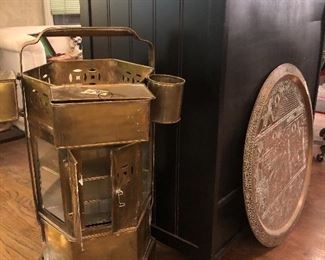 antique tea cart and other vintage brass 