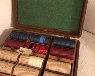 vintage poker chip set 