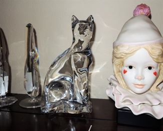Crystal Decor including Baccarat cat
