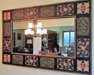 Large framed colorful mirror