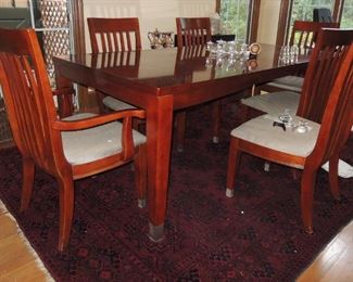 Ashley furniture dining table and 6 chairs. Large Turkish wool rug