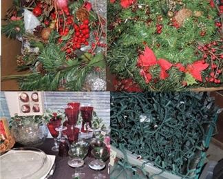 Christmas floral, new lights, colorful crystal. Large crystal trays