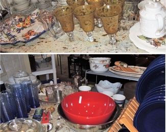 Kitchen basics. Colorful dishes and stemware