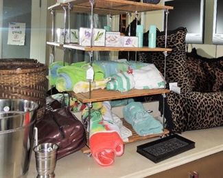 Bathroom linens, throw pillows, soaps and lotions