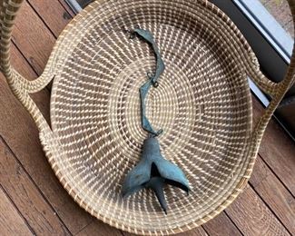 Paolo Soleri wind chime (as found) in sweetgrass basket